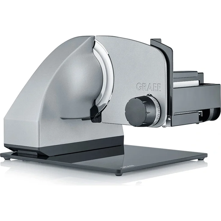 Graef Allesschneider Iconic, mattsilber, mit 30° Kippfunktion und Feinschneide-Funktion bis 2 mm