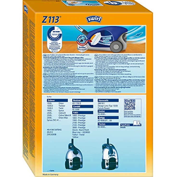 Swirl Z 113 MP Plus AirSpace EcoPor Staubsaugerbeutel, 4er Pack mit 99,99% Filtration und Dirtlock® Staubverschluss – Bild 2