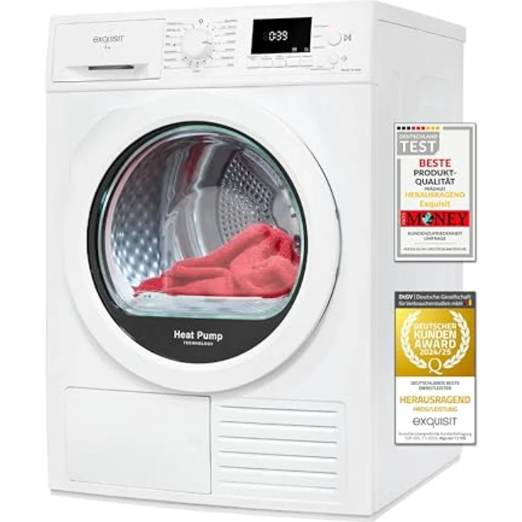 Exquisit Wärmepumpentrockner TWP903-410 weiss | 9 kg Fassungsvermögen | Energieeffizienzklasse A++ | Kindersicherung | Auto Abschaltung – Bild 1