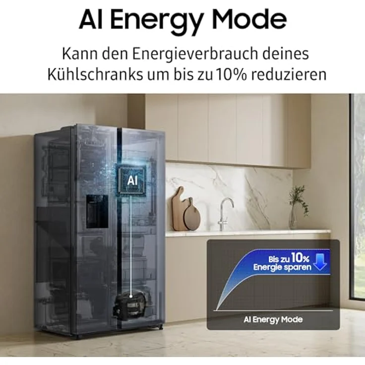 Samsung RS80F66KBFEF Kühl-Gefrier-Kombination, Premium Black Steel, AI Voice Control, Auto Open Door, AI Energy Mode, Twin Cooling Plusᵀᴹ, SpaceMaxᵀᴹ – Bild 8