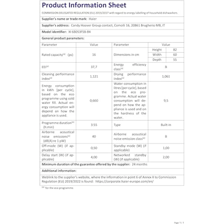 Haier XI 6B0S3FSB-84, Vollintegrierbarer Einbaugeschirrspüler mit 16 Maßgedecken, KI-Programmen und Powerwash-Funktion – Bild 10