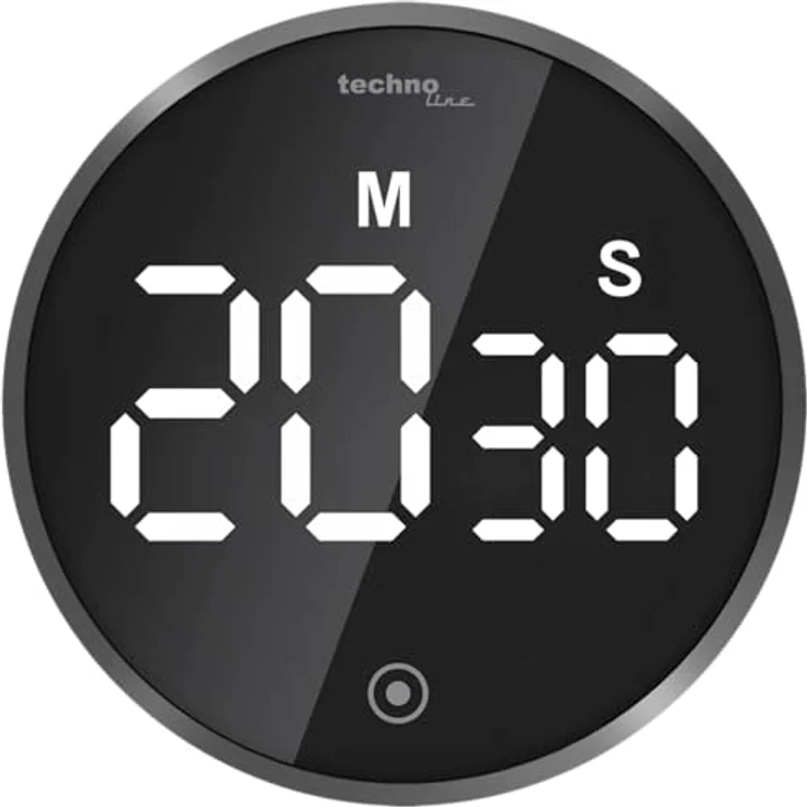 technoline moderner Kurzzeitwecker, Kitchentimer, Count-down Timer digital, rund, Beleuchtung (ECO), Touch, hochglanzschwarz – Bild 2