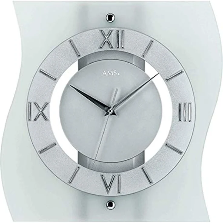 AMS F5909 Funk-Wanduhr, Holz, Silber, 35 x 35 x 12 cm – Bild 1
