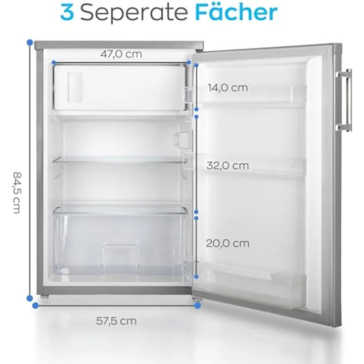 Heinrich´s HEINRICHS Getränkekühlschrank 120L leise: 40db mit Gefrierfach(13L) Mini-Bar; Tisch-Kühlschrank; perfekt für Büro Camping Garten Outdoor, inox – Bild 4