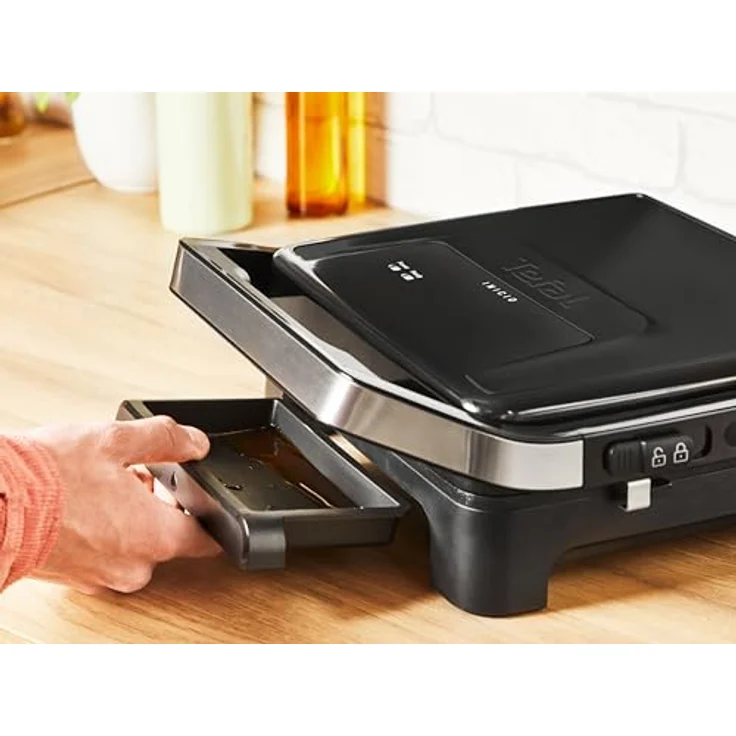 Tefal Inicio Classic 2-in-1 Kontakt- und Paninigrill, 2000 W, Edelstahlgehäuse, Saftauffangschale, Schwarz – Bild 4