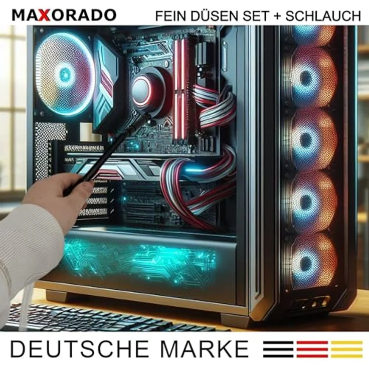 Maxorado Staubsauger PC Aufsatz Set, Mini Düsen für Feinreinigung von Computer, Laptop und 3D Drucker, 90cm Schlauch, Universaladapter für 32mm und 35mm Staubsauger – Bild 2