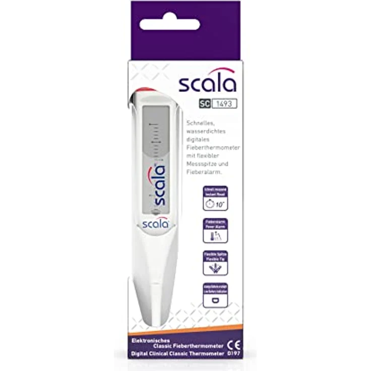 Scala SC 1493 flex Fieberthermometer, Wasserfest, Mit Fieberalarm, Transparent – Bild 5