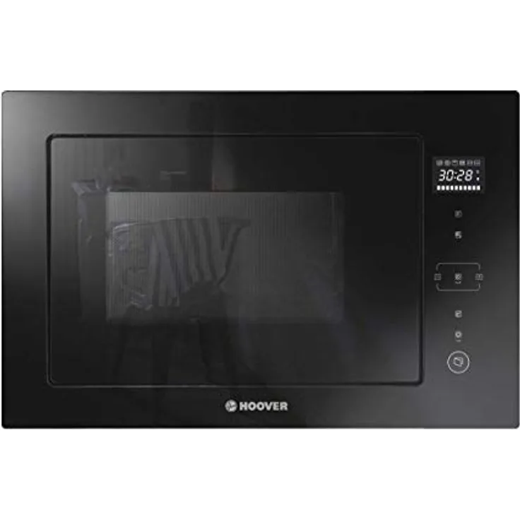 Hoover H-MICROWAVE 500 HMBG25/1GDFB, integrierte Mikrowelle mit Grill, 25 l, digital, rahmenlos, 5 Leistungsstufen, 6 automatische Programme, Drehteller 31,5 cm, Quick Start, 900 W/1000 W, Schwarz