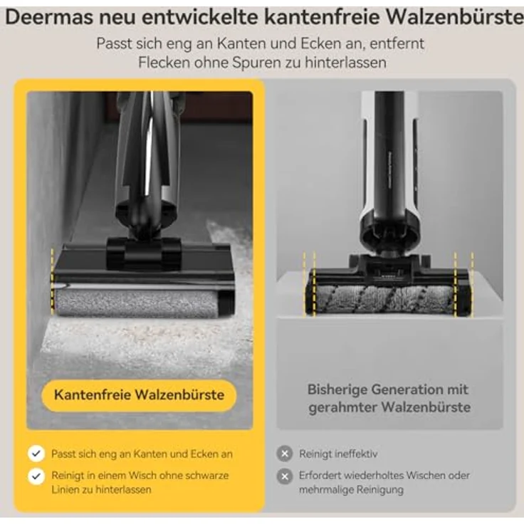 "Deerma Hand- und Stielstaubsauger DEM-VX96W Nass-Trockensauger, 160 W - Innovative randlose Walzenbürste, elektrolytische Wassersterilisation" – Bild 3