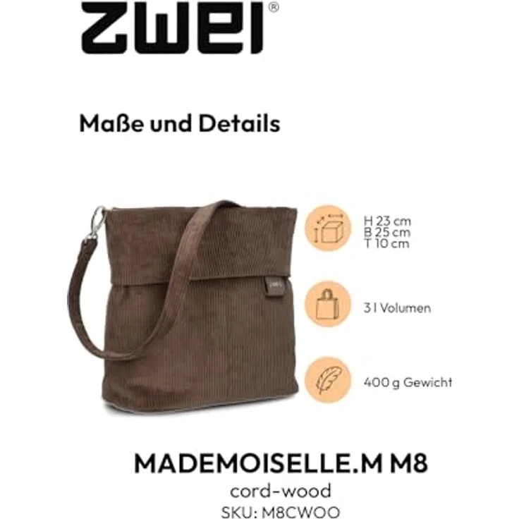 Zwei Mademoiselle.M Schultertasche, 25 cm, braun, 100% Polyurethan – Bild 2