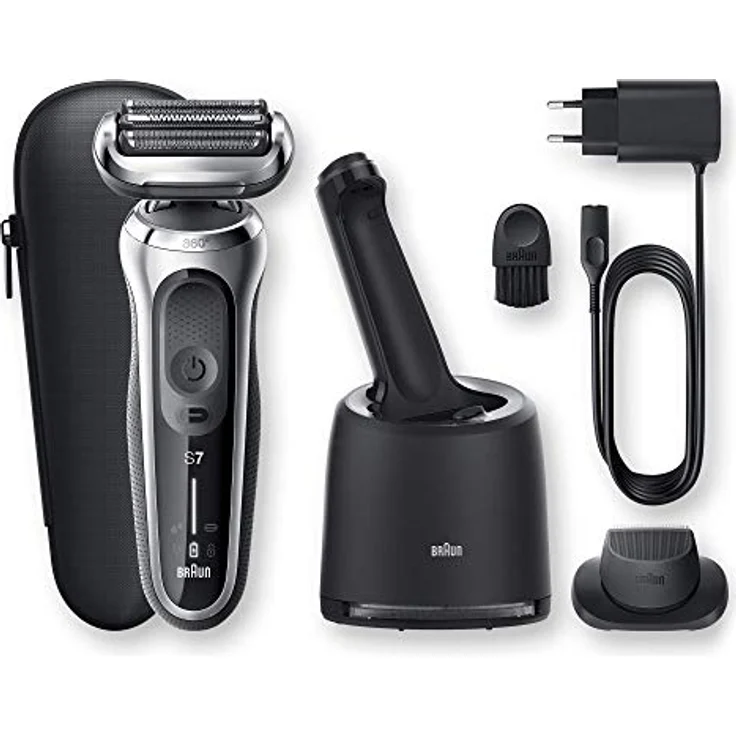 Braun Series 7 Rasierer Herren mit 360° Anpassung, Elektrorasierer & Präzisionstrimmer, Reinigungsstation, AutoSense, Wet & Dry, EasyClick Funktion, 70-S7200cc, silber – Bild 5