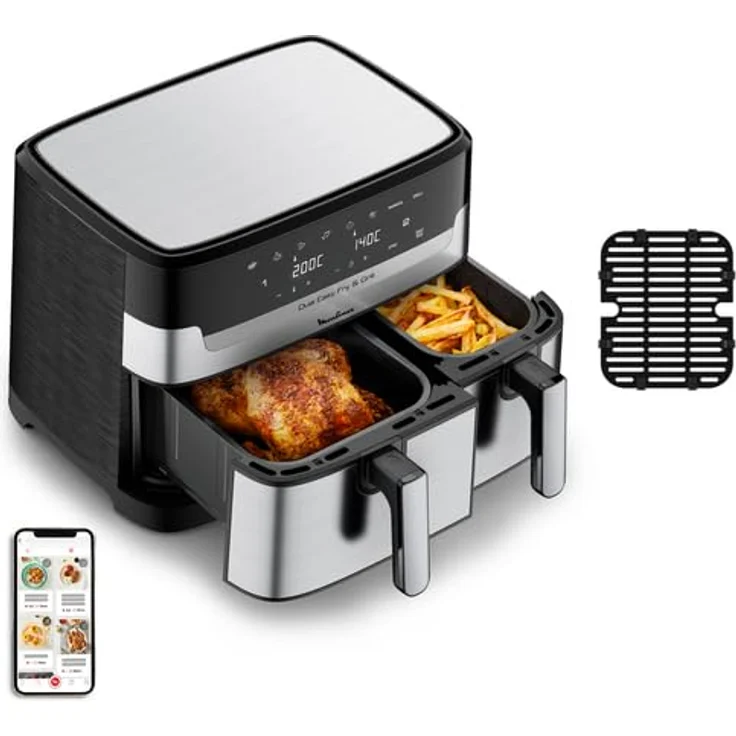 Moulinex Fritteuse ohne Öl, 8,3 l, 2450 W, Edelstahl/Schwarz - EZ905D20 - Preisvergleich – Bild 2