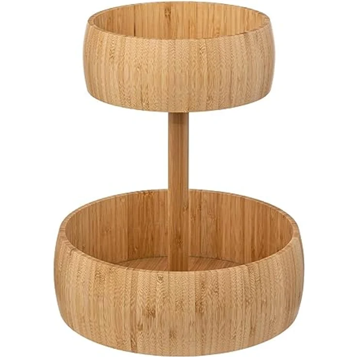 5five - Obstkorb 2 Ebenen Bambus, Lebensmittelaufbewahrung beige – Bild 1