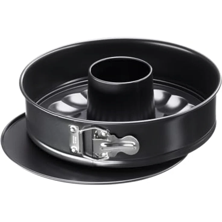 Kaiser Classic Springform, mit Flach- und Rohrboden 28 cm, 2 Böden, runde Backform, auslaufsicher, antihaftbeschichtet, schwarz – Bild 2