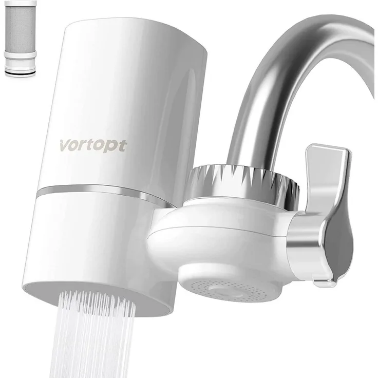 Vortopt Wasserhahnfilter, NSF-zertifiziert, reduziert Blei und Chlor, 5-Stufen-Filtration, Weiß, inklusive 1 Filter