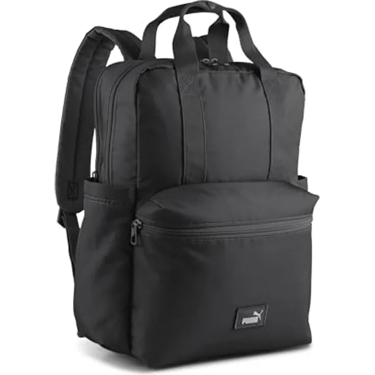 PUMA Phase College Rucksack Damen, Freizeitrucksack mit gepolstertem Laptopfach und verstellbaren Schulterriemen, Schwarz