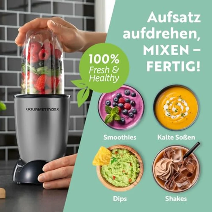 GOURMETmaxx Mr. Magic Power 400 Pro, Standmixer mit 500 ml Becher und Edelstahl-Kreuzklingenaufsatz für Shakes und Smoothies – Bild 5