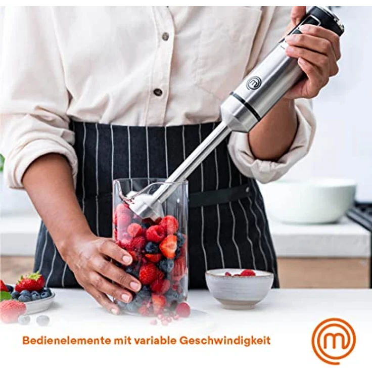 MasterChef Stabmixer Edelstahl 3 in 1, Pürierstab mit Elektrische Schneebesen & Hand Milchaufschäumer, Hand Blender mit 2 Geschwindigkeitsstufen, Zauberstab Küchengerät, Spülmaschinenfest, 600w – Bild 4