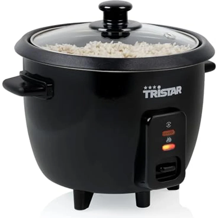 Tristar RK-6141, Reiskocher mit 0,6 l Füllvolumen, Schwarz, Metall und Glas, Tastenbedienung – Bild 2