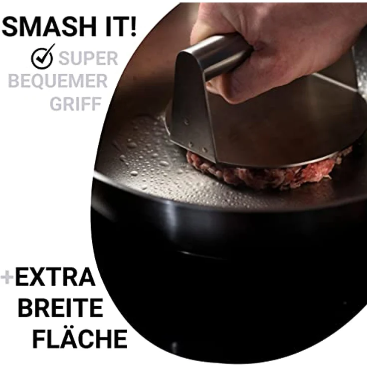 LINFELDT® Burgerpresse - Perfekter Burger Smasher | Smashed Burger Presse - Burgerpresse Edelstahl | Smash Burger Press, Burger Grill, Burger Patty Former, Bacon Presse, Fleischpresse – Bild 4