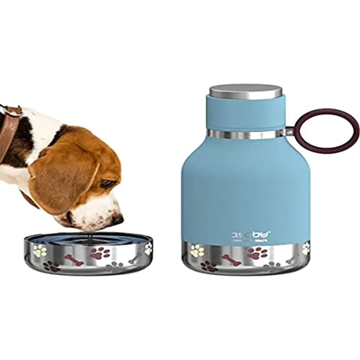 ASOBU Dog Bowl Bottle, rutschfeste Trinkflasche mit abnehmbarer Schale, blau, 0.975 L – Bild 4