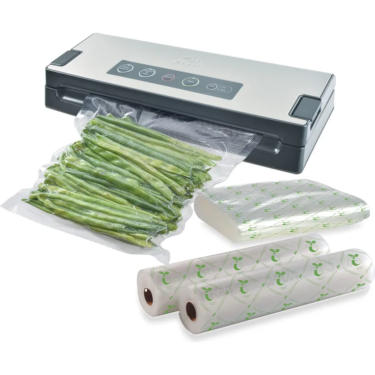 SOLIS OF SWITZERLAND Vakuumierer Vac Premium Typ 574, 110W, 2,5 mm Schweißnaht, 30 cm Rollenbreite, Vakuumschlauch, inkl. 60 Beutel & 4 Rollen