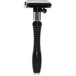 Feather DER-A Adjustable Double Edge Razor, Rasierklinge-Rasierer mit 2 Klingeneinstellungen und butterfly-geöffnetem Kopf, schwarz