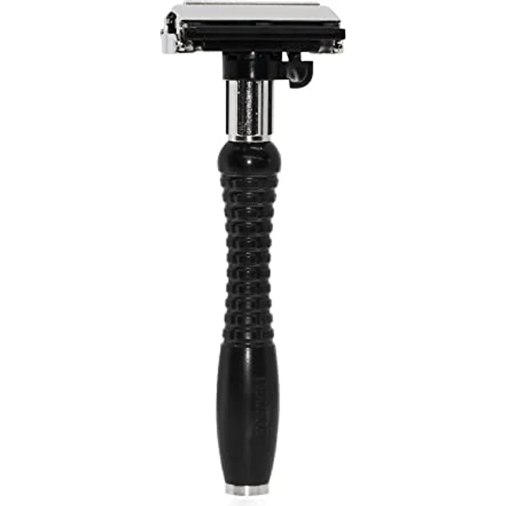 Feather DER-A Adjustable Double Edge Razor, Rasierklinge-Rasierer mit 2 Klingeneinstellungen und butterfly-geöffnetem Kopf, schwarz – Bild 1