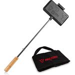 BBQ-Toro Sandwicheisen inkl. Transporttasche | BBQ Waffeleisen aus Gusseisen | Rechteckig, langer Stiel | Bereits eingebrannt | Waffeleisen Grill, Outdoor Waffeleisen für offenes Feuer, Sandwichmaker