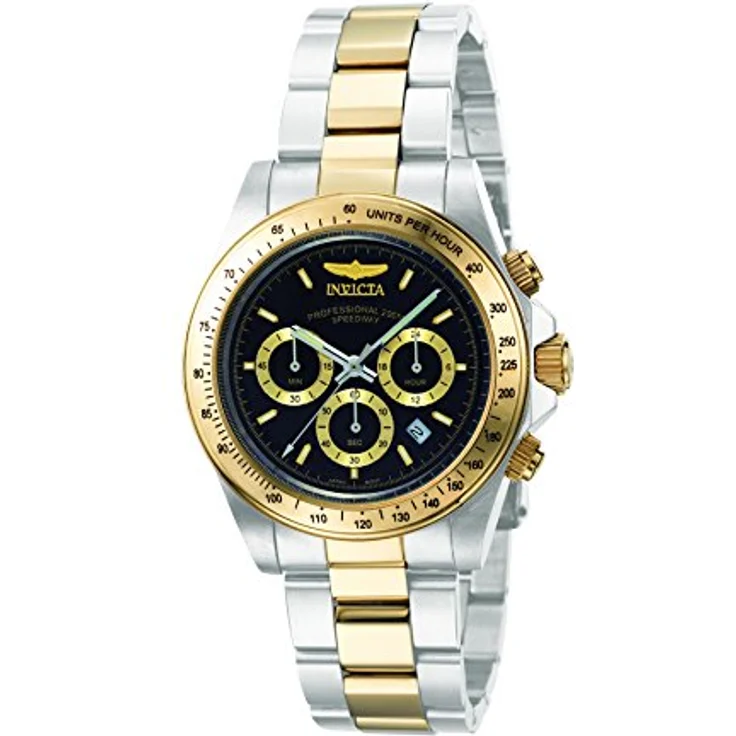 Invicta Speedway Edelstahl Herren Quarzuhrwerk, 39mm mit schwarzem Zifferblatt und 20 bar Wasserdichtigkeit