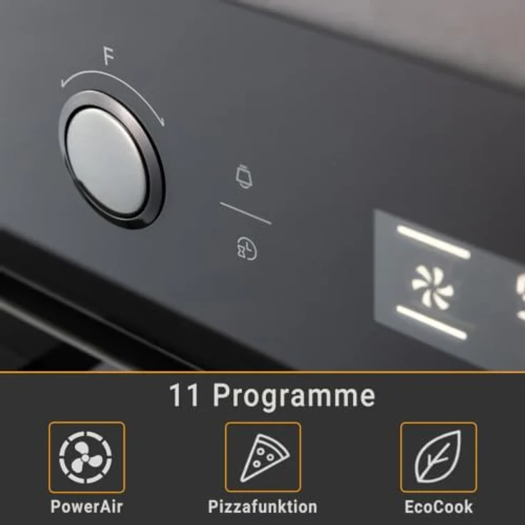 KKT KOLBE BO8015FB Pyrolyse Einbaubackofen 60 cm, 70L, Full-Black-Design, 3,2 kW, Pizzafunktion, Selbstreinigung, Umluft, Heißluft, 4-fach Wärmeschutzverglasung – Bild 4