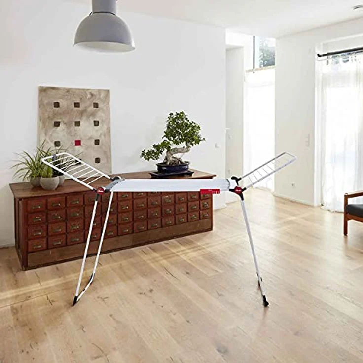 Vileda Infinity Flex Plus Wäscheständer, bis zu 2m ausziehbares Mittelteil, 30m Trockenleine, hohe Flügel mit XXL-Leinen, Eco-Verpackung – Bild 5