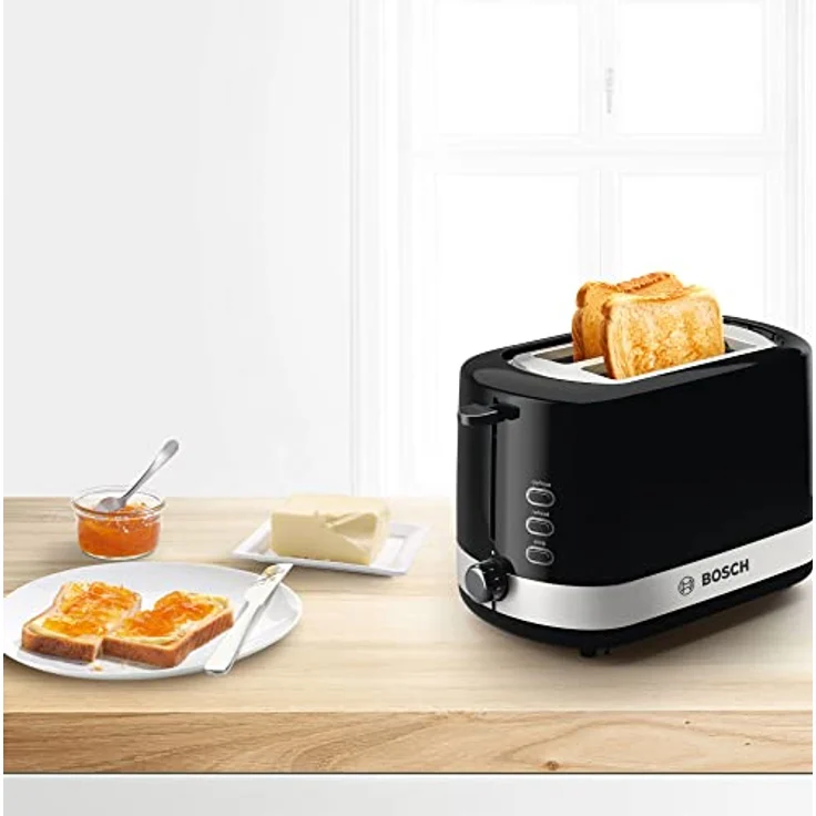 Bosch TAT6A513 2-Schlitz-Toaster, 800 W, 2 Scheiben, Highlift, elektronische Bräunungskontrolle, schwarz – Bild 3