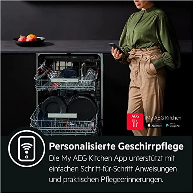 AEG FSE76738P Vollintegrierter-Geschirrspüler / Serie 7000 mit GlassCare / 60cm / WLAN-fähig / AirDry - perfekte Trocknungsergebnisse / A / energiesparend / Display / Startzeitvorwahl / extra leise – Bild 4