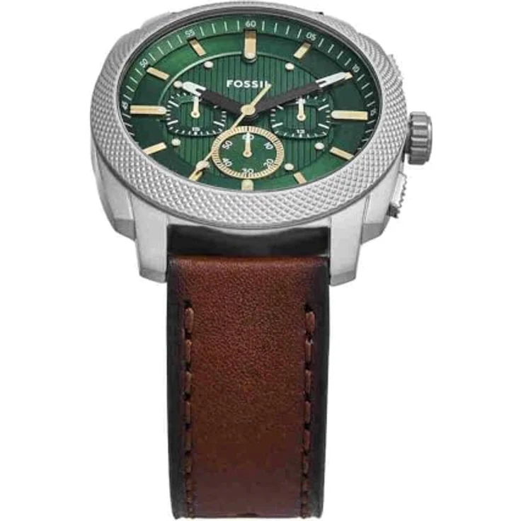 FOSSIL FS6100, Herren Analog Quarz Uhr mit 44-mm-Gehäuse aus grünem Edelstahl, braunem Lederarmband und wasserdicht bis 50 Meter – Bild 4