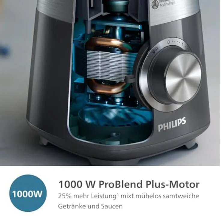 Versuni Philips 5000-Serie Standmixer - 1000 W. ProBlend Plus-Technologie. 2L maximales Fassungsvermögen. Spülmaschinengeeignete Teile. Schwarz (HR3020/20) – Bild 3