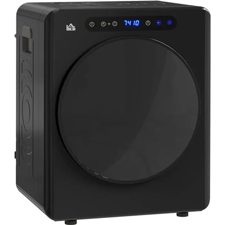 HOMCOM Mini Ablufttrockner 3 kg, 1000W Wäschetrockner mit Desinfektionsfunktion, 6 Programme, Touch-Screen, 3 Temperaturen, Timer, Schwarz – Bild 1