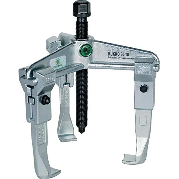 KUKKO Radnabenabzieher Modell 43130, 3-armig, Spannweite 90 mm, Spanntiefe 100 mm, mit chromlegierten Abzughaken – Bild 1