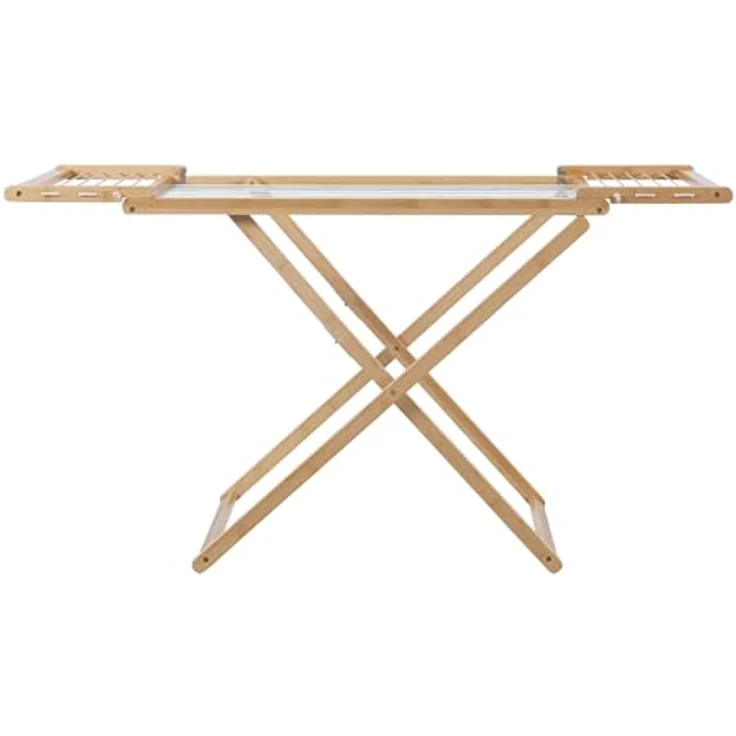 en.casa Wäscheständer, »Fakala« 154 x 59 x 82 cm Bambus, platzsparend zusammenklappbar, natur/weiß – Bild 7