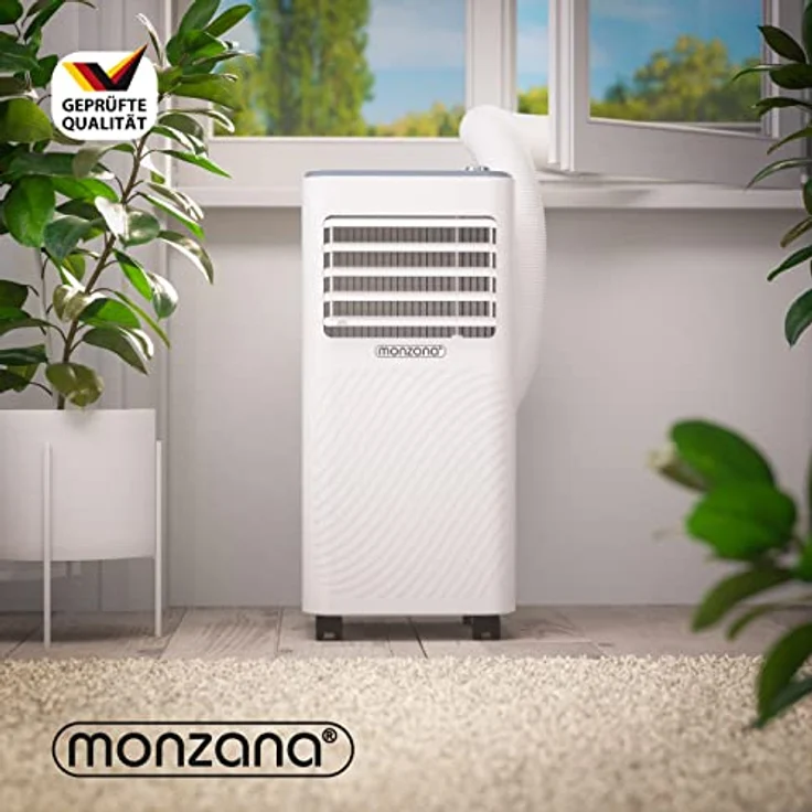 Monzana® Klimaanlage MZKA2000, mobile 3in1 Kühl- und Luftentfeuchtungsanlage mit 7000 BTU, 750W, 24h Timer, Fernbedienung und Rollladenkit für Räume bis 25qm – Bild 2