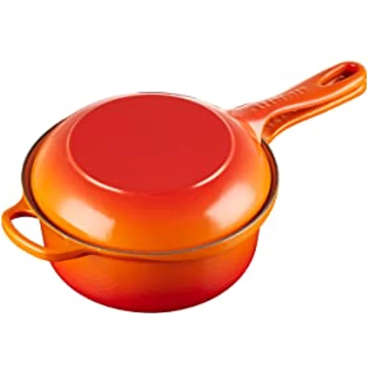 Le Creuset Gusseisen Marmitout -2 in 1- Signature rund 22 cm, ofenrot – Bild 2