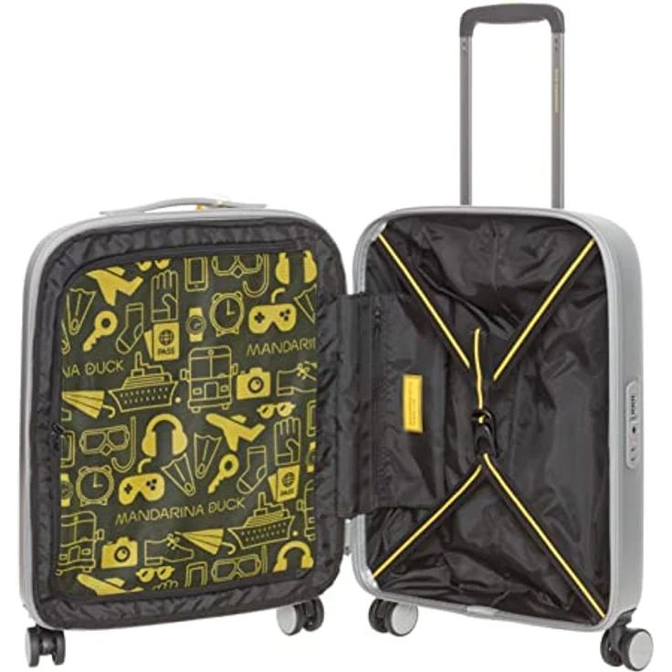 Mandarina Duck Koffer Logoduck + 4 Rollen Kabinentrolley 55 cm Silber (40 l, S) – Bild 7