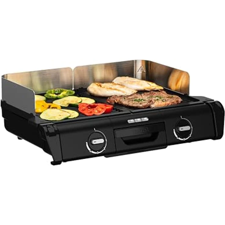 Tefal BBQ Family Elektrischer Tischgrill, 2 getrennte Grillflächen, 2 Thermostate, antihaftbeschichtete Alu-Druckguss Grillplatten, spülmaschinengeeignet, extra tiefe Rillen, Schwarz/Silber – Bild 2