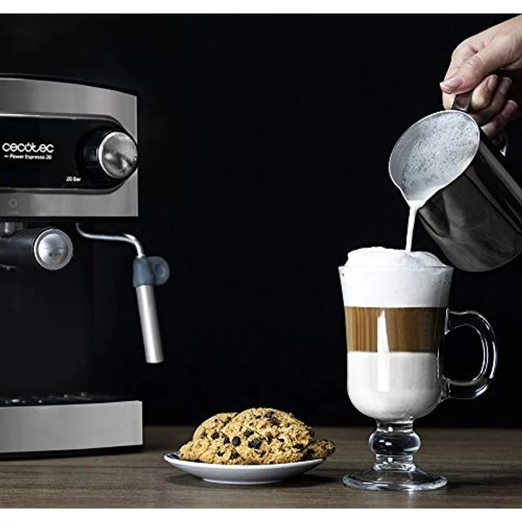 Cecotec Kaffeemaschine Power Espresso 20 .20 bar, wassertank 1,5L, Siebträger mit Doppelauslauf,für 1-2 Tassen,Milchaufschäumdüse, Tassenabstellfläche, 850 W, edelstahl – Bild 5
