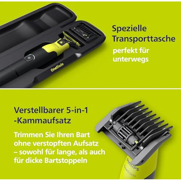 Philips Elektrorasierer OneBlade Face & Body QP4631/65, 360-Grad-Klinge, inkl. verstellbarem 5-in-1 Kammaufsatz – Bild 6