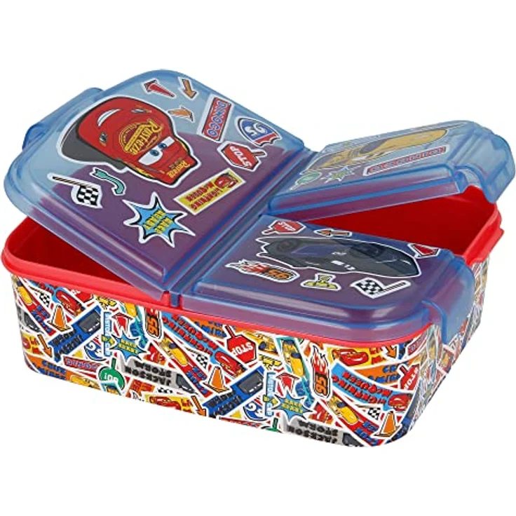Disney Cars Lunchbox Brotdose Sticker 3 Fächer Lunch to Go Vesper Dose, Rot – Bild 3