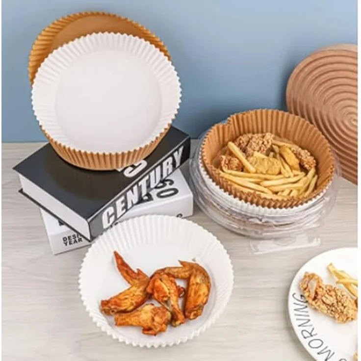 INF Air Fryer Einwegpapier, 100 Stück Weiß, gebrauchsfertige Pergamentbögen für 3–6 l Heißluftfritteuse mit erhöhtem Rand – Bild 7