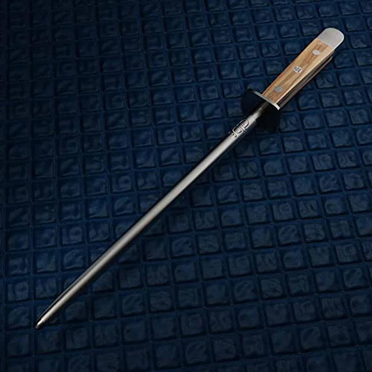 GÜDE Solingen - Wetzstahl geschmiedet, 26 cm, Olivenholz, ALPHA OLIVE, Doppelkropf, Handmade Germany – Bild 5
