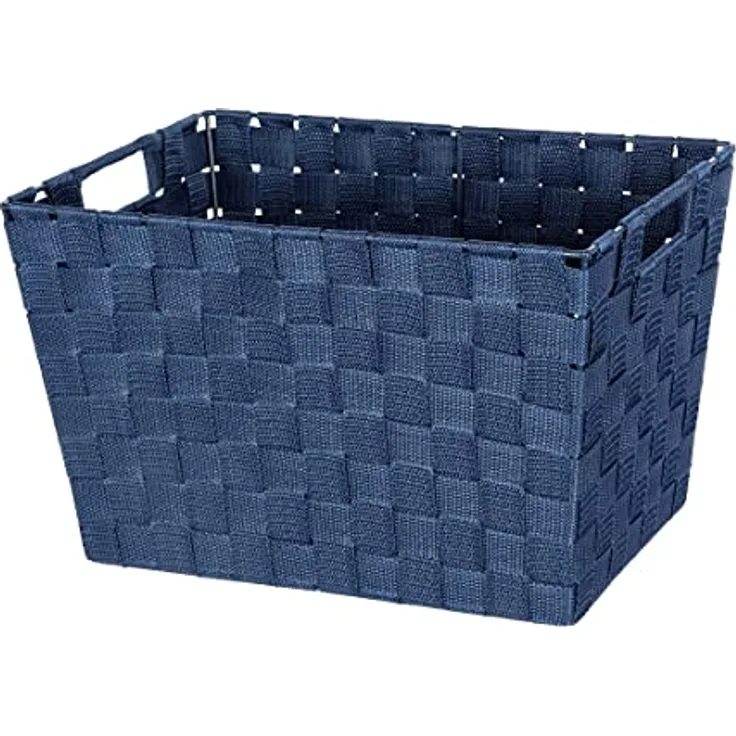 WENKO Aufbewahrungskorb Adria M Dunkelblau - Badkorb Fassungsvermögen: 13.2 l, Polypropylen, 35 x 22 x 22.5 cm, Dunkelblau