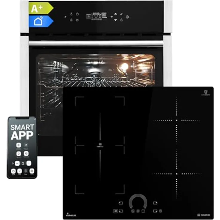 KKT KOLBE Autarkes Herdset SET8313HCIH592FZ, 60cm Einbaubackofen EB8313HC mit Heißluft, Pizzafunktion, Grill & 60cm Induktionskochfeld IH85901FZ mit Touch-Steuerung, 4 Kochzonen